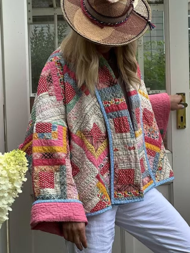 Veste matelassée à ourlet imprimé 