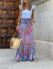 Hippie Gypsy Ruffled Maxi Skirt
