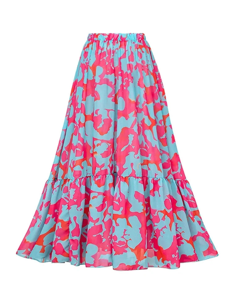 Ruffle Floral High-Waist Bikini Set