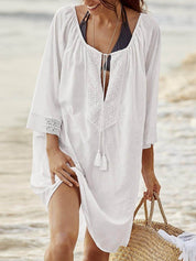 Chemise extérieure bikini lâche en dentelle, protection solaire pour la plage