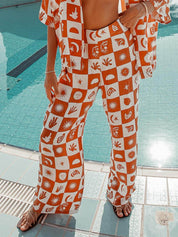 Afternoon Sun Loose Print Wide Leg Pants-Set