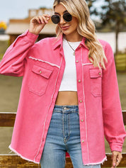 Veste matelassée rose avec poche poitrine