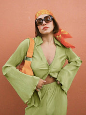 Ensemble chemise ample évasée à col en V