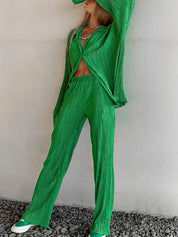 Ensemble chemise ample évasée à col en V
