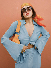Ensemble chemise ample évasée à col en V