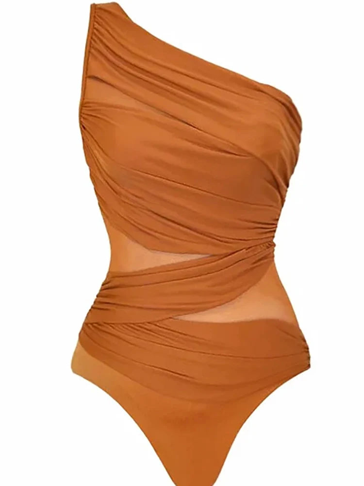 One-Shoulder Monokini Swimsuit Set