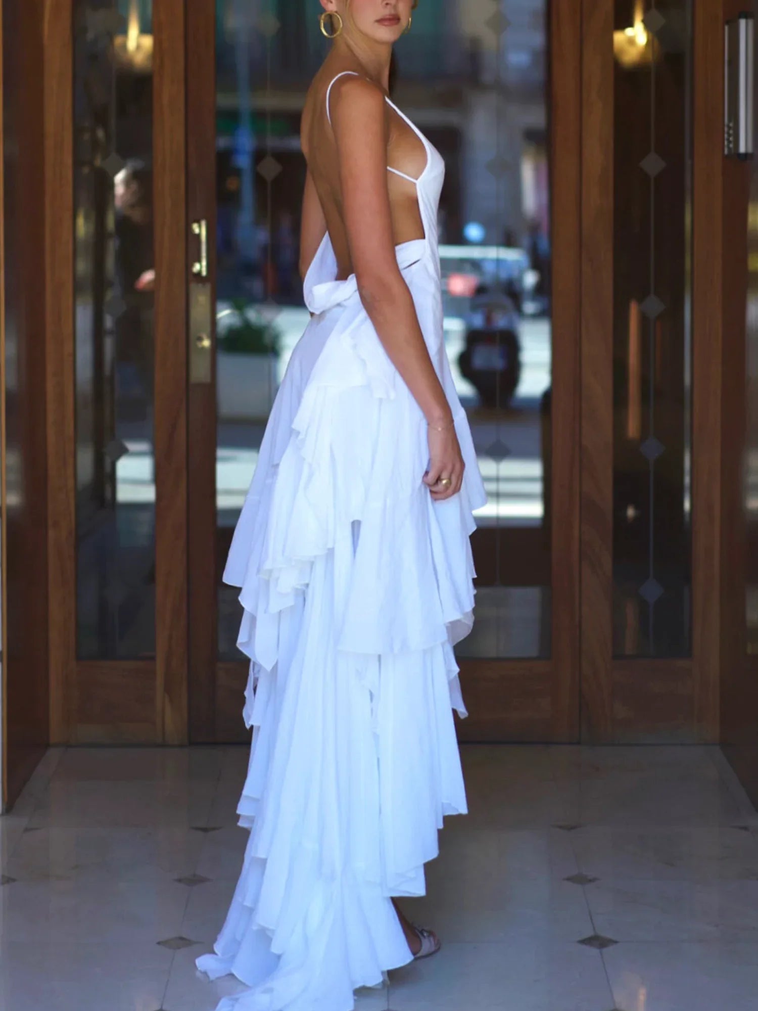 Vestido Cascata Etérea - Anjo Branco (100% Algodão)