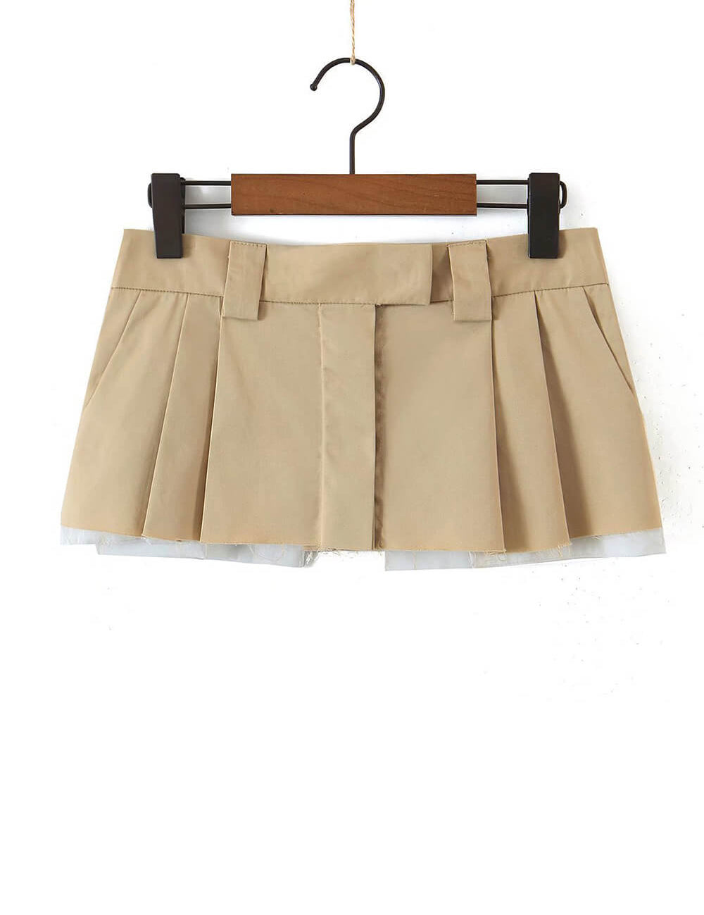 Pleated Frayed Mini Skirt