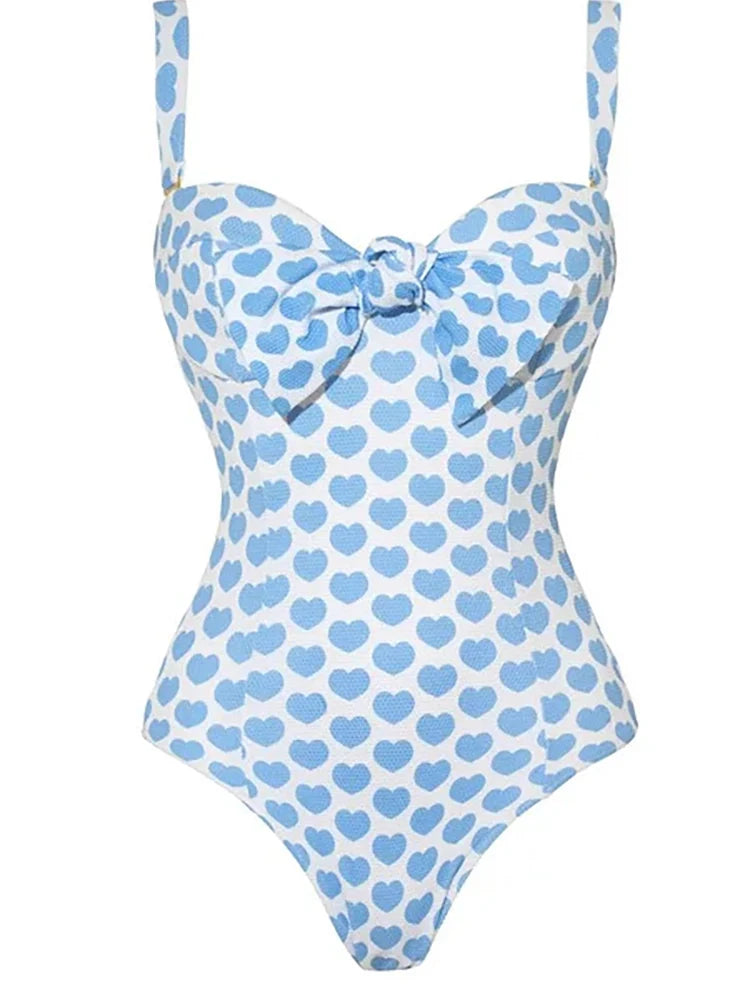 Printed One-Piece Shorts Swimsuit Set