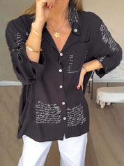 Chemise ample à imprimé lettre simple et asymétrique