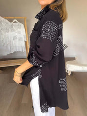 Chemise ample à imprimé lettre simple et asymétrique