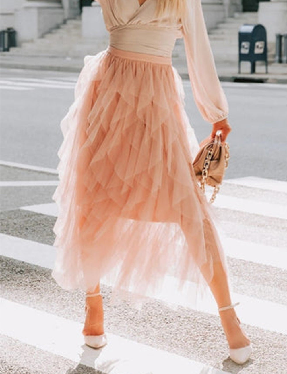 Mesh Tulle Midi Skirt