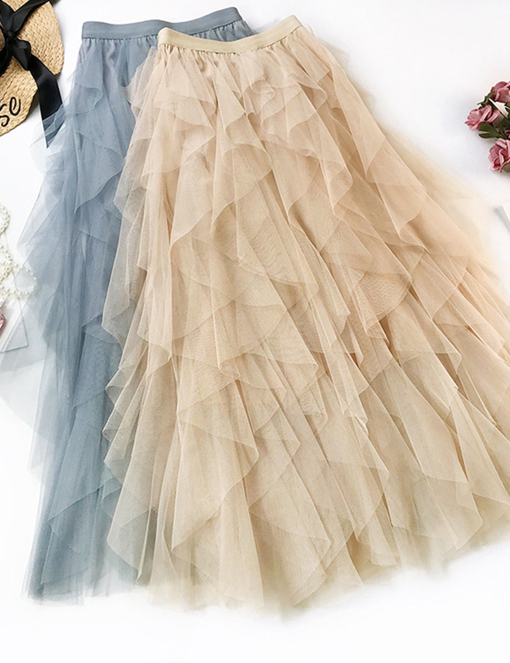 Mesh Tulle Midi Skirt
