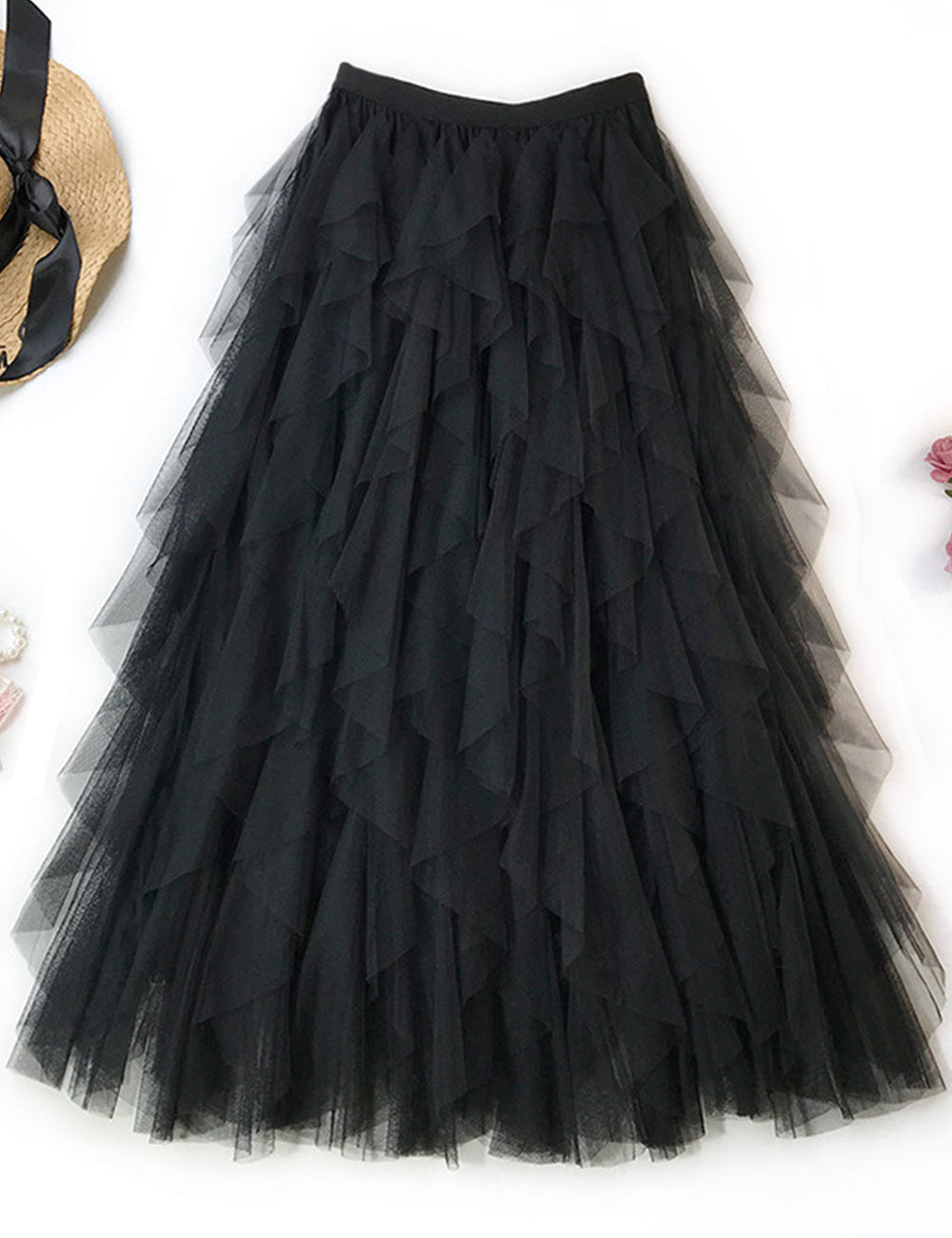 Mesh Tulle Midi Skirt