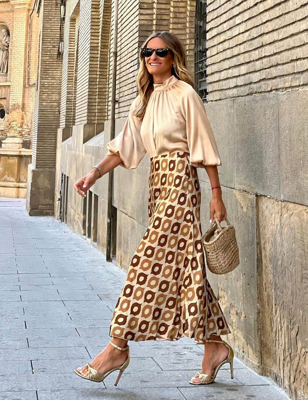 Polka Dot Print Long Skirt