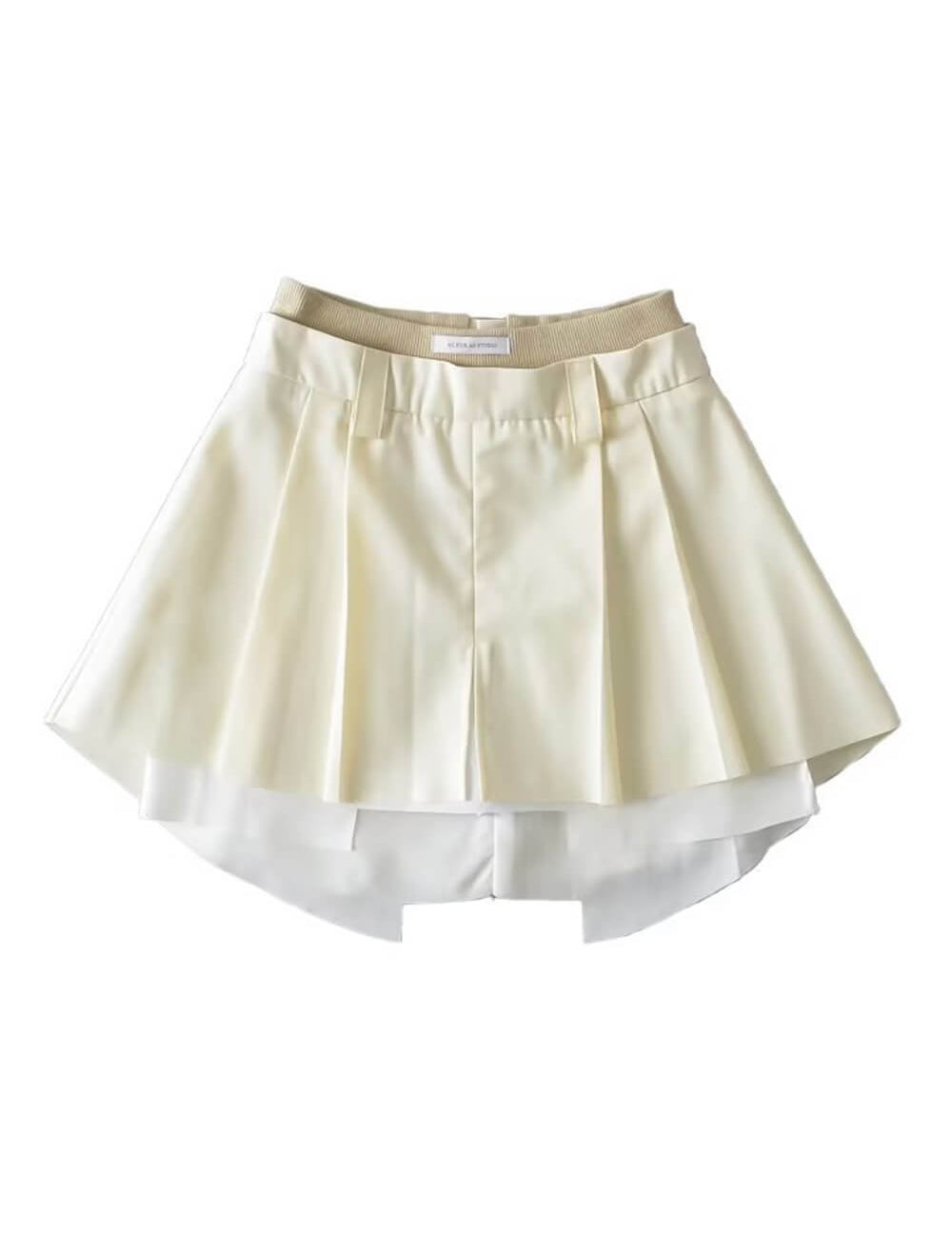 Pleated Frayed Mini Skirt