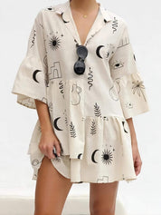 Vestido Curto Solto de Estilo Étnico