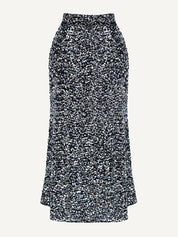 Jupe en velours argentée décorée de sequins