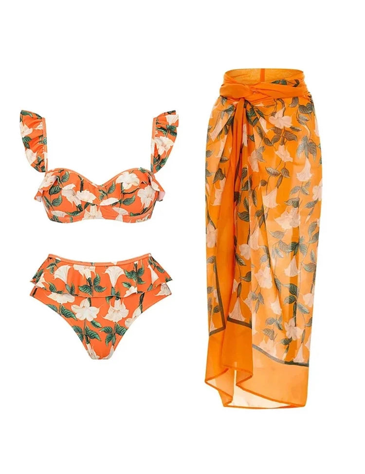 Ruffle Floral Bikini Set