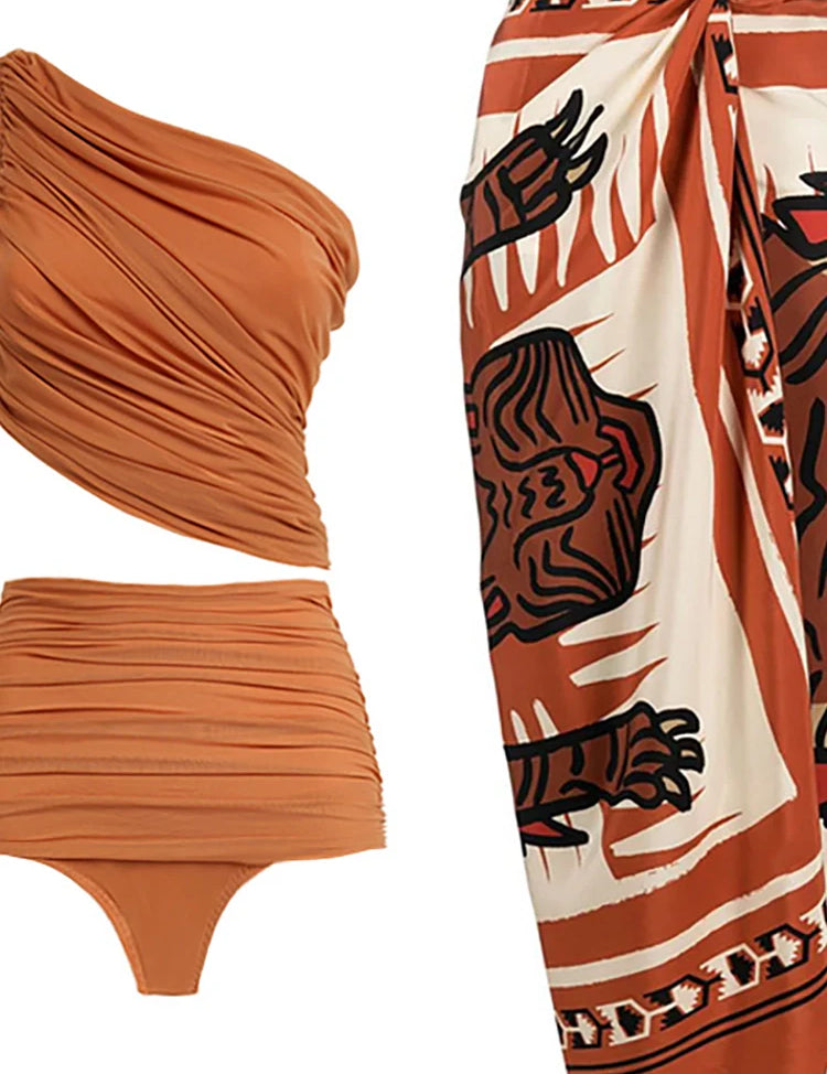 Retro Mesh Patchwork Bikini Set