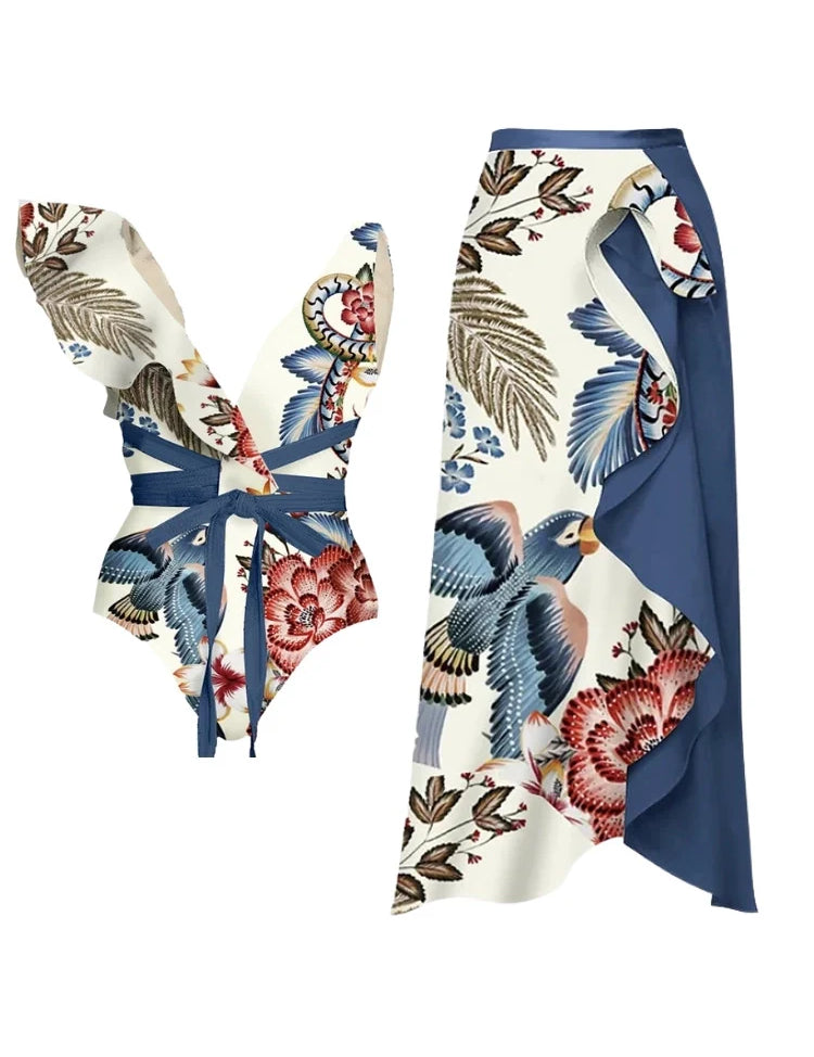 One-Shoulder Toucan Print Monokini