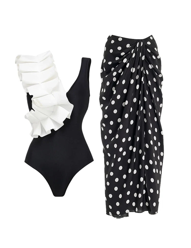 Elegant Polka Dot One-Piece Swimsuit