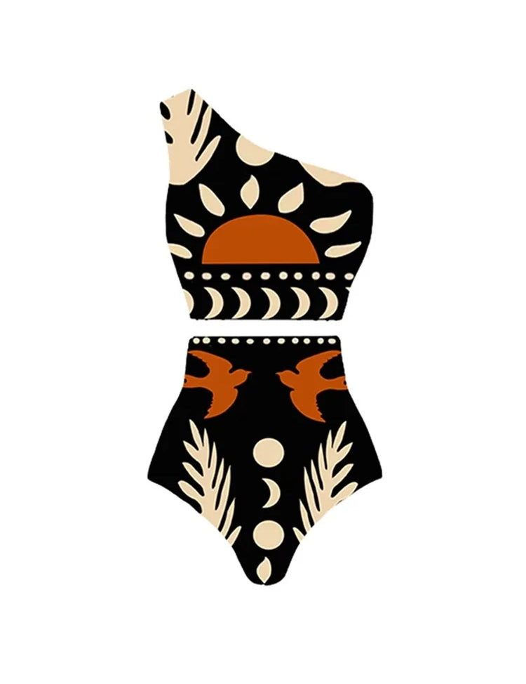 Printed High-Waist Bikini Set