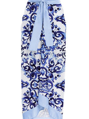 Blue One-Piece Bikini with Handmade Appliqué