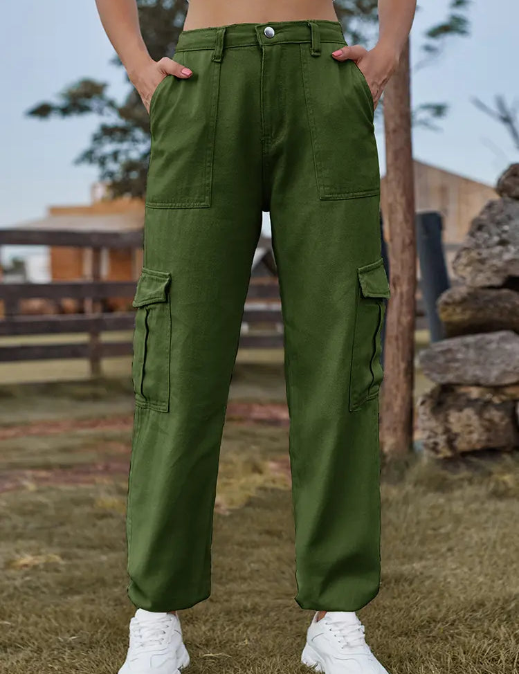 Trendy Elastic Waist Denim Jogger Pants