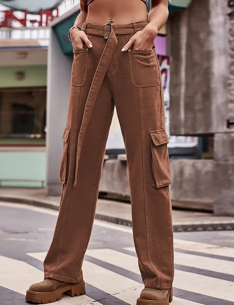 Trendy Urban Hip-Hop Denim Cargo Pants