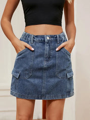 Gonna di jeans con tasca utility lavata