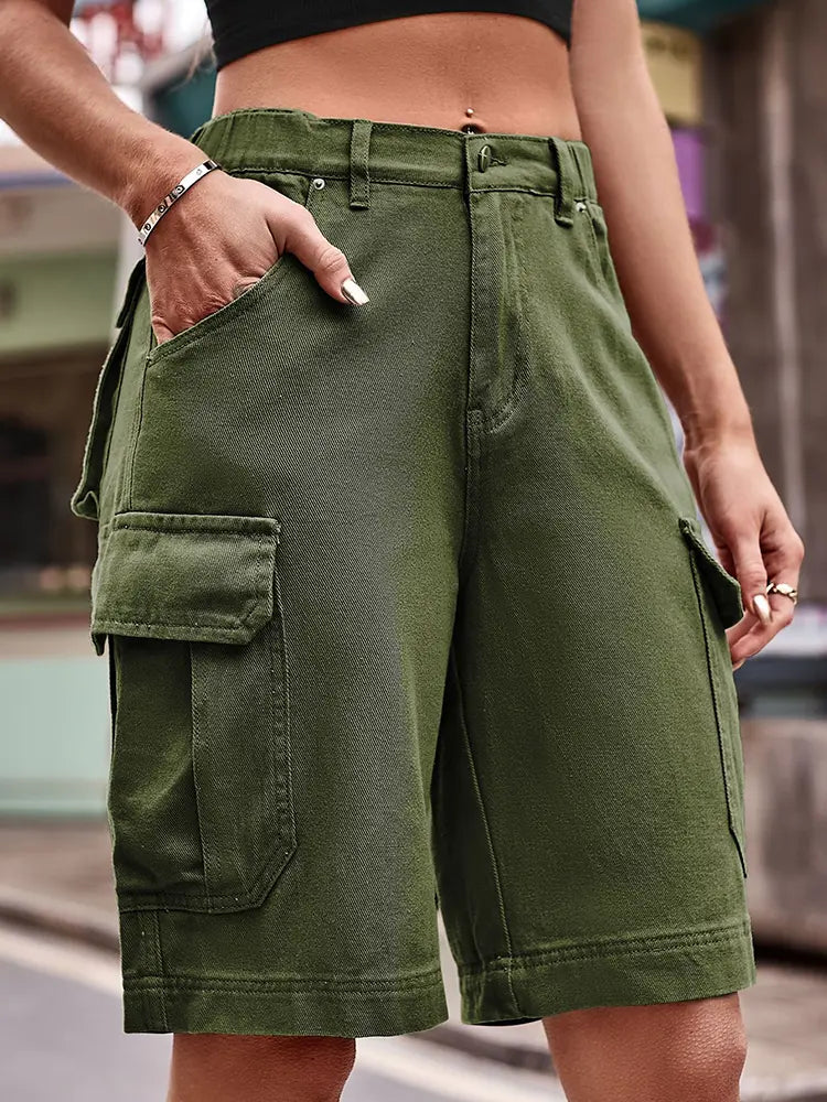 Shorts di jeans alla moda con vita elastica