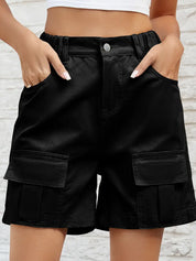 Pantaloncini di jeans elasticizzati utility lavati