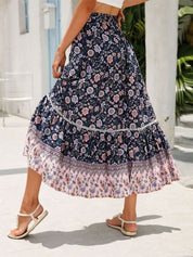 Midnight Meadows Floral Tiered Skirt