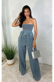 Conjunto de Dois Peças em Ganga Estiloso