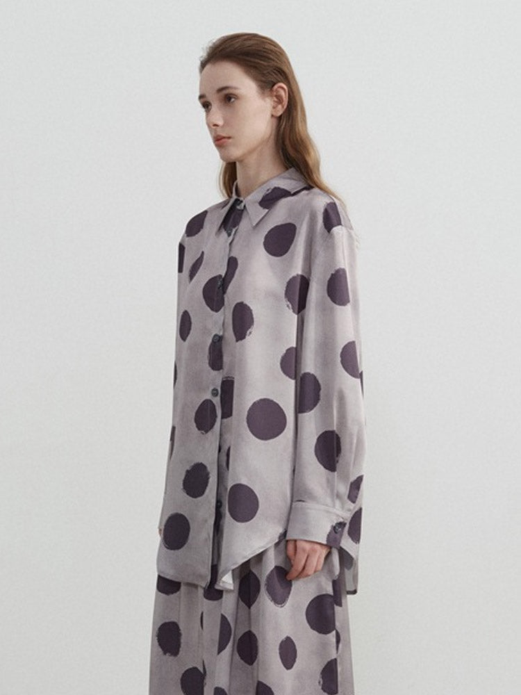 Chemise à manches longues à pois
