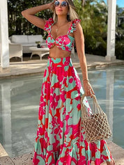 Ruffle Floral High-Waist Bikini Set