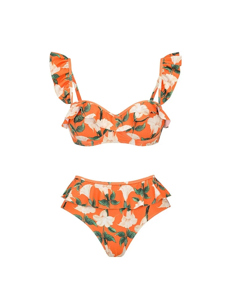 Ruffle Floral Bikini Set