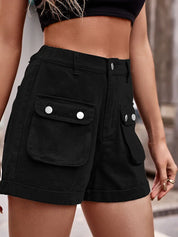 Pantaloncini cargo in denim con vita elastica alla moda