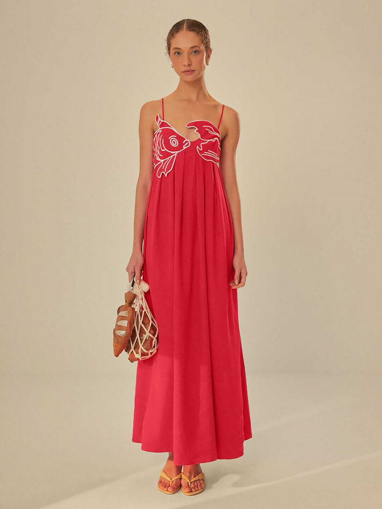 Vestido Maxi Fish Top em Mistura de Linho