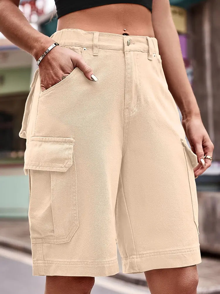 Shorts di jeans alla moda con vita elastica