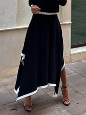 Jupe-pull irrégulière élégante à contraste de couleurs