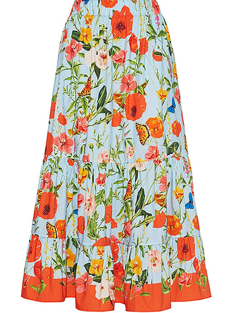 Floral Puff Sleeve Bandeau One-Piece Swimsuit