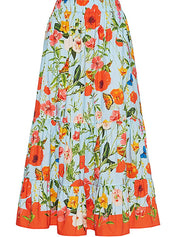 Floral Puff Sleeve Bandeau One-Piece Swimsuit