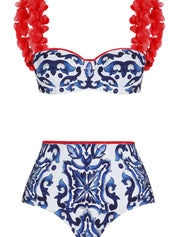 Reversible Contrast Bikini with Appliqué