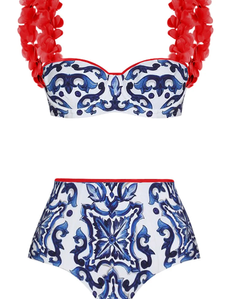 Reversible Contrast Bikini with Appliqué