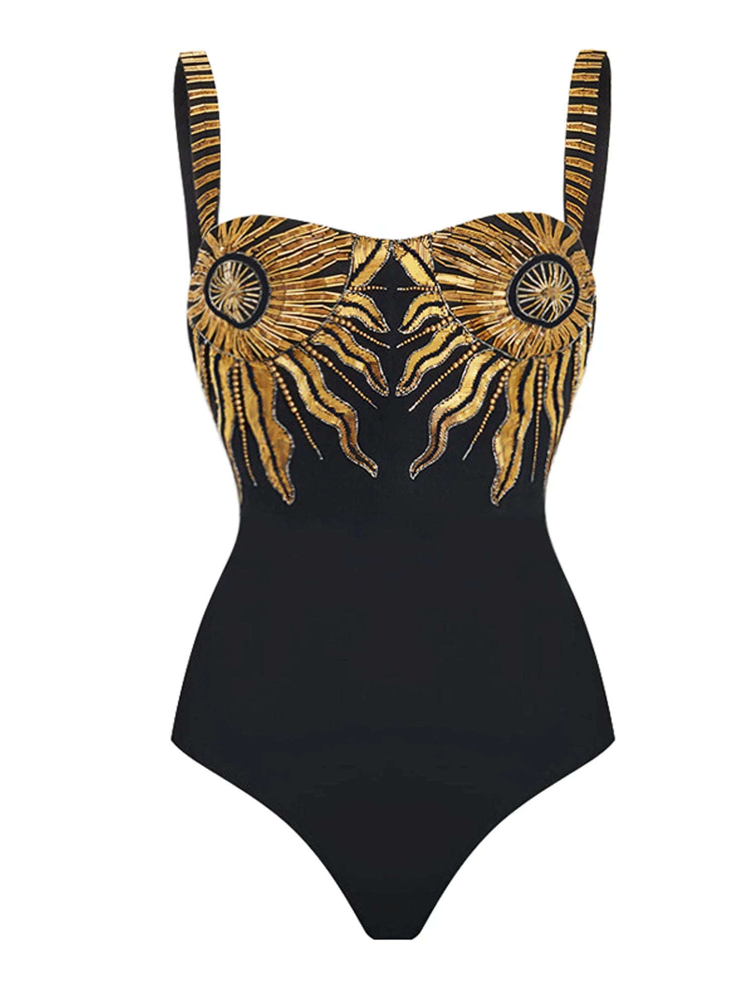 Print Sheen Quick-Dry One Piece Swimsuit with Sarong - Sunflower