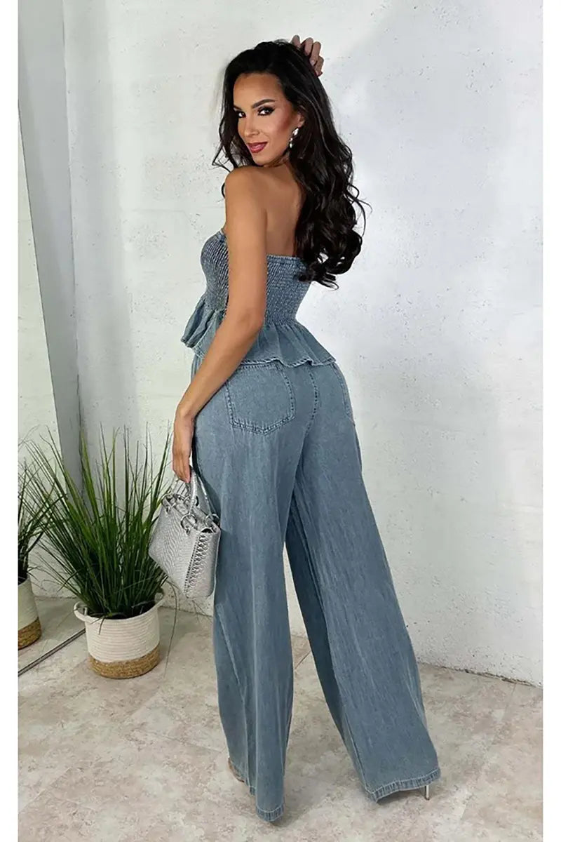 Conjunto de Dois Peças em Ganga Estiloso
