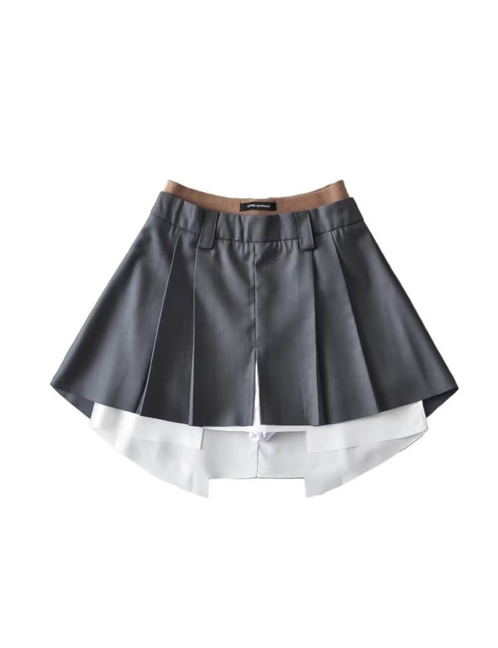 Pleated Frayed Mini Skirt