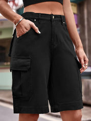 Shorts di jeans alla moda con vita elastica